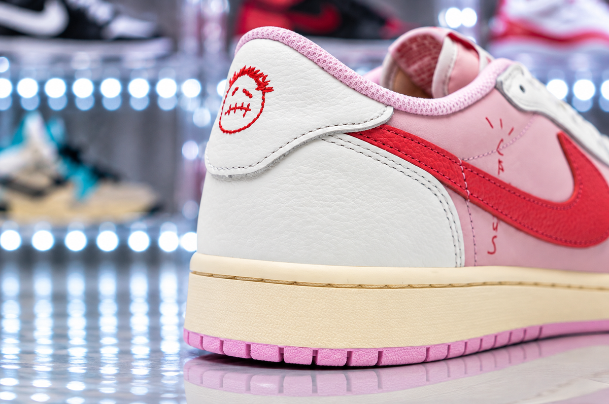 Travis Scott x Air Jordan Mens 1 Low OG “Shy Pink and Tropical Pink”