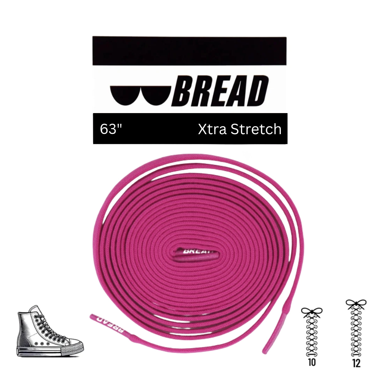 Pretty Pink Elastic Bread Laces