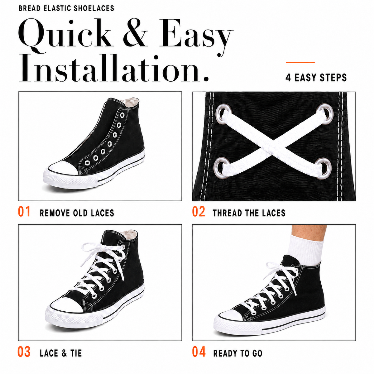 Cloud White Elastic Bread Laces