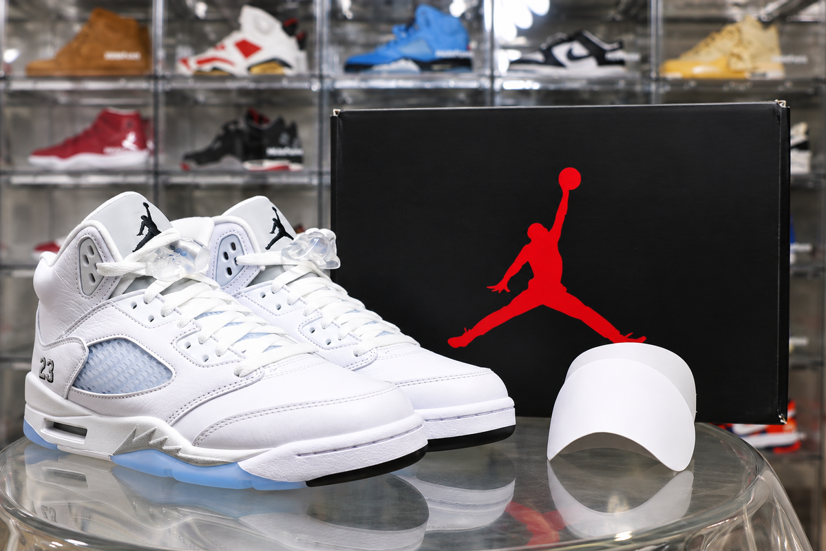 Air Jordan Mens 5 Retro “White Metallic”