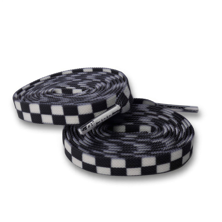 White Checkered Elastic Bread Laces