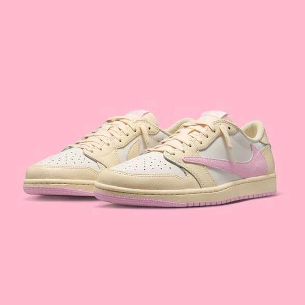 Travis Scott x Air Jordan 1 Low OG Muslin and Shy Pink